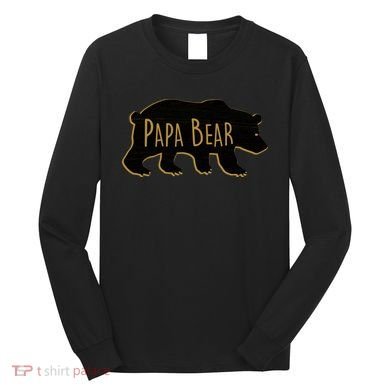Papa Bear Wood Grain Design Long Sleeve Shirt