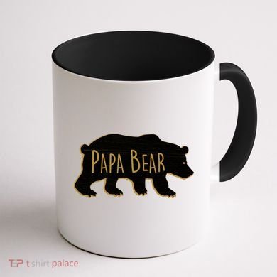 Papa Bear Wood Grain Design Coffee Mug back