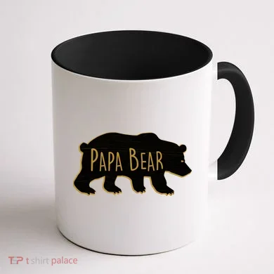Papa Bear Wood Grain Design Coffee Mug back
