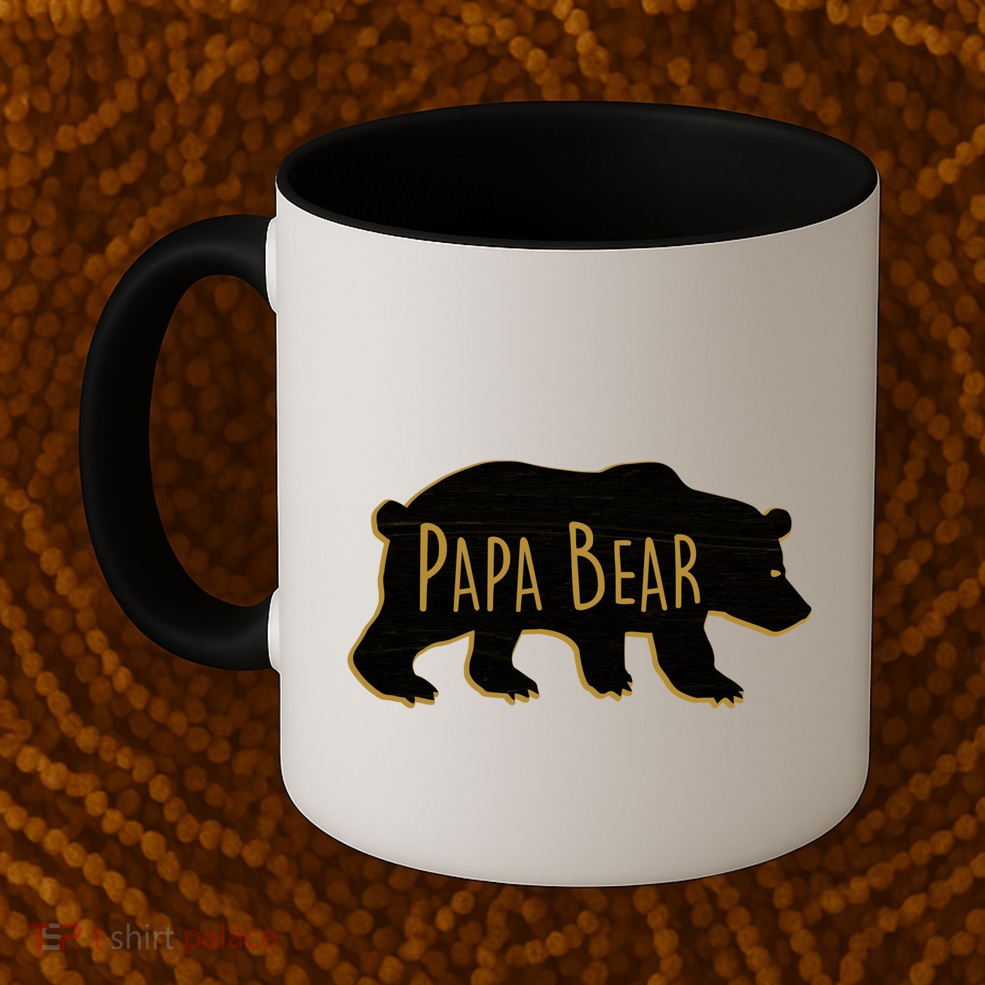 Papa Bear Wood Grain Design Coffee Mug