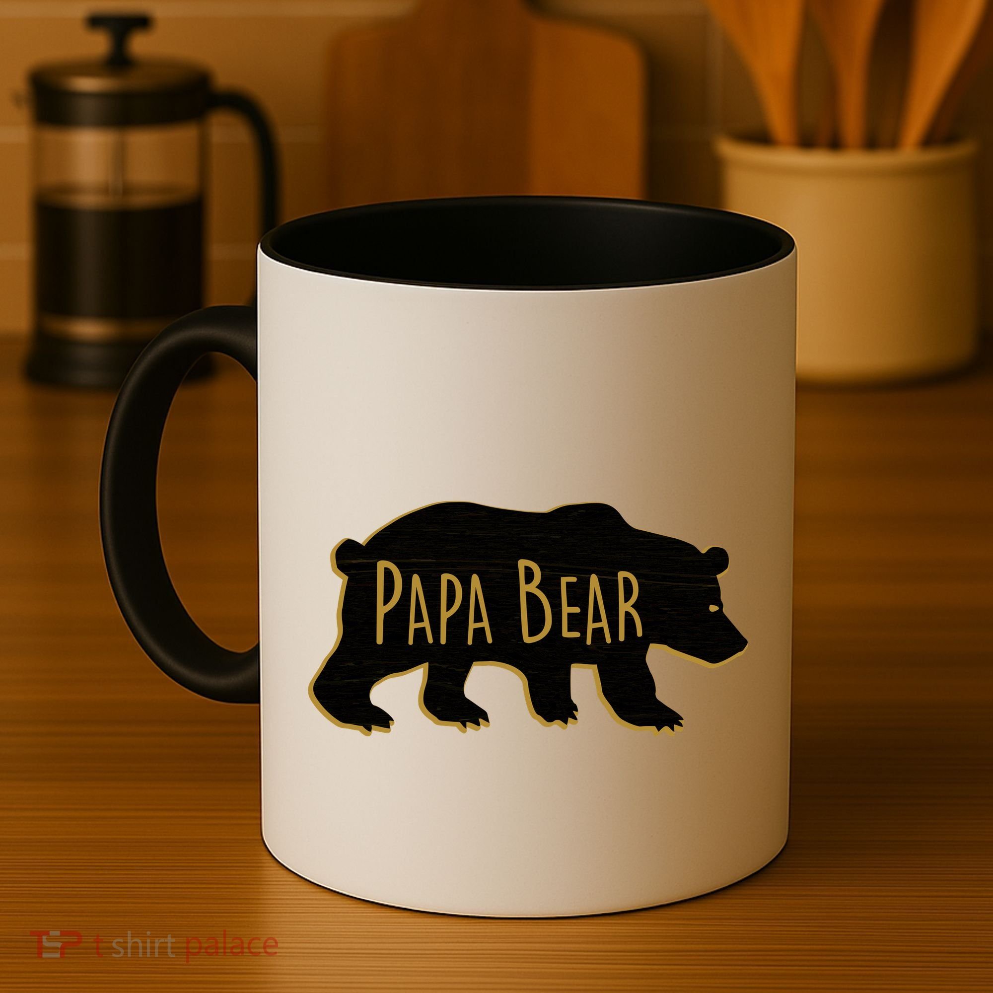 Papa Bear Wood Grain Design Coffee Mug