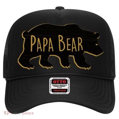 Papa Bear Wood Grain Design Hat