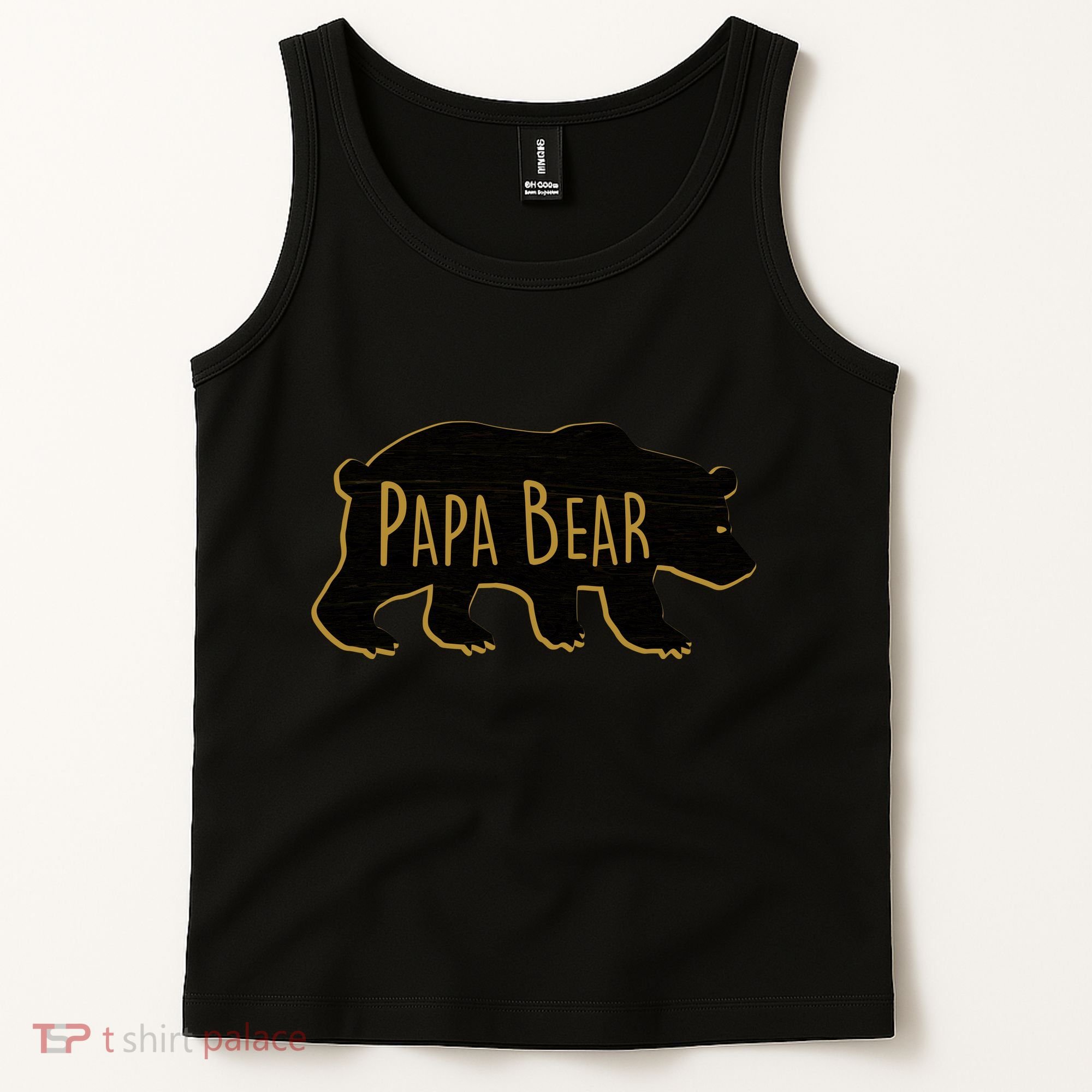 Papa Bear Wood Grain Design Tank Top
