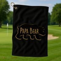 Papa Bear Wood Grain Design Golf Towel thumb 1