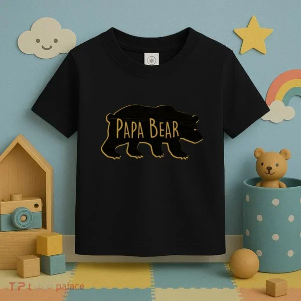 Papa Bear Wood Grain Design Toddler T-Shirt