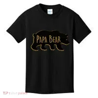 Papa Bear Wood Grain Design Kids T-Shirt thumb 0
