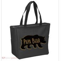 Papa Bear Wood Grain Design Tote Bag thumb 2
