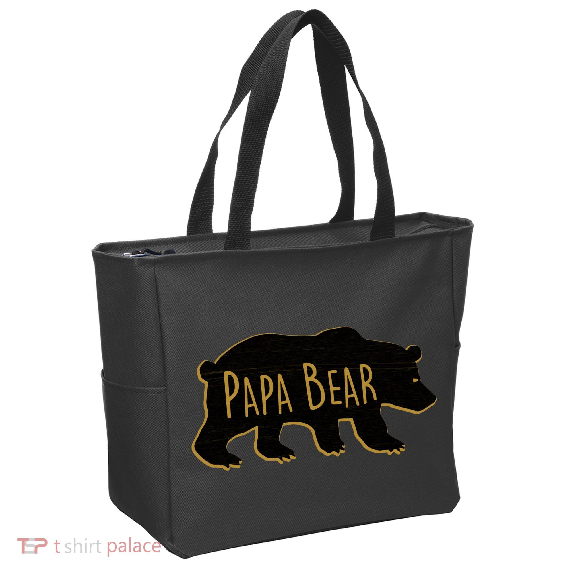Papa Bear Wood Grain Design Tote Bag