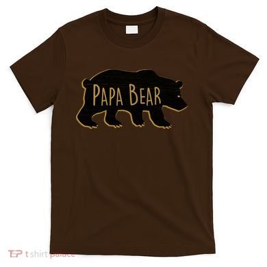 Papa Bear Wood Grain Design T-Shirt