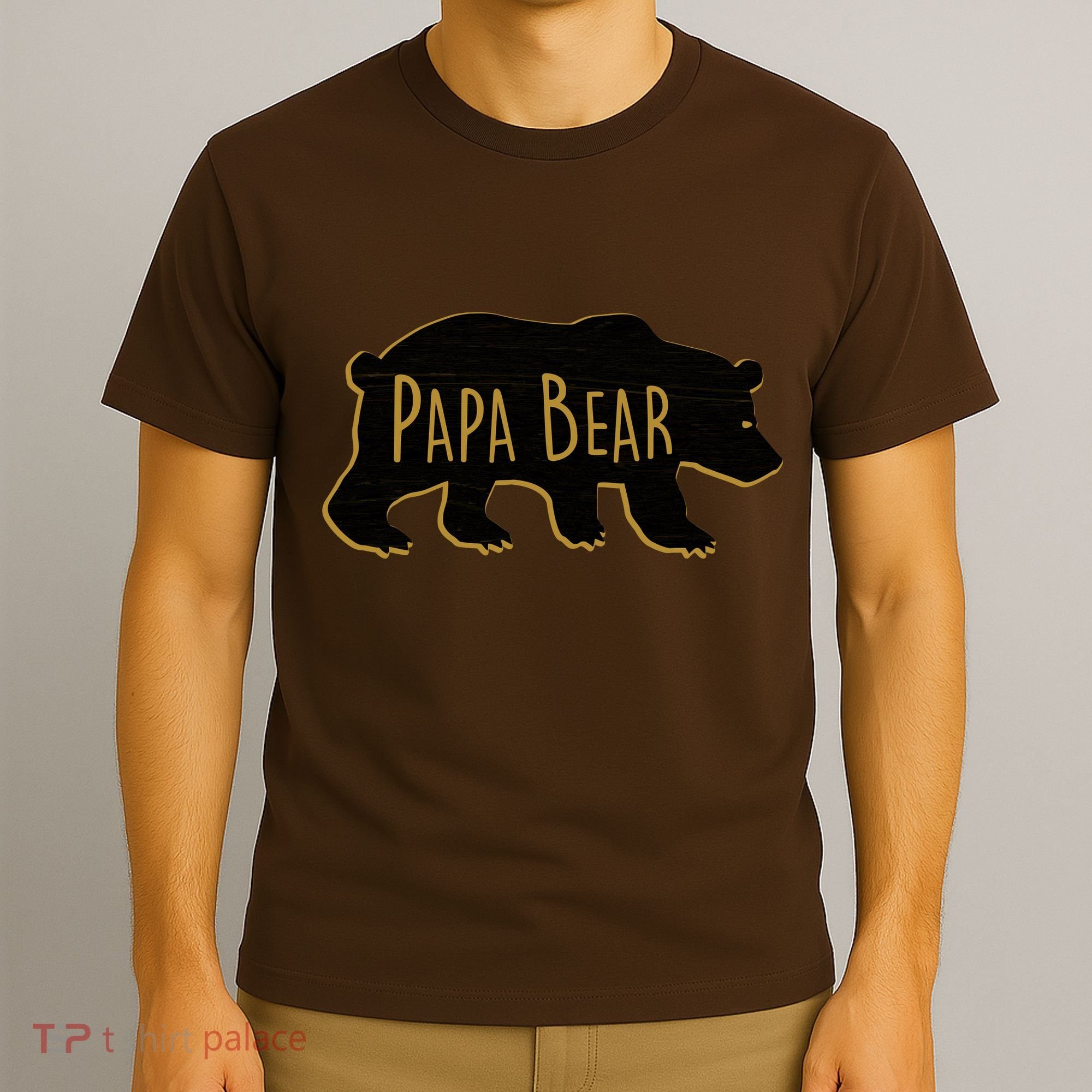 Papa Bear Wood Grain Design T-Shirt