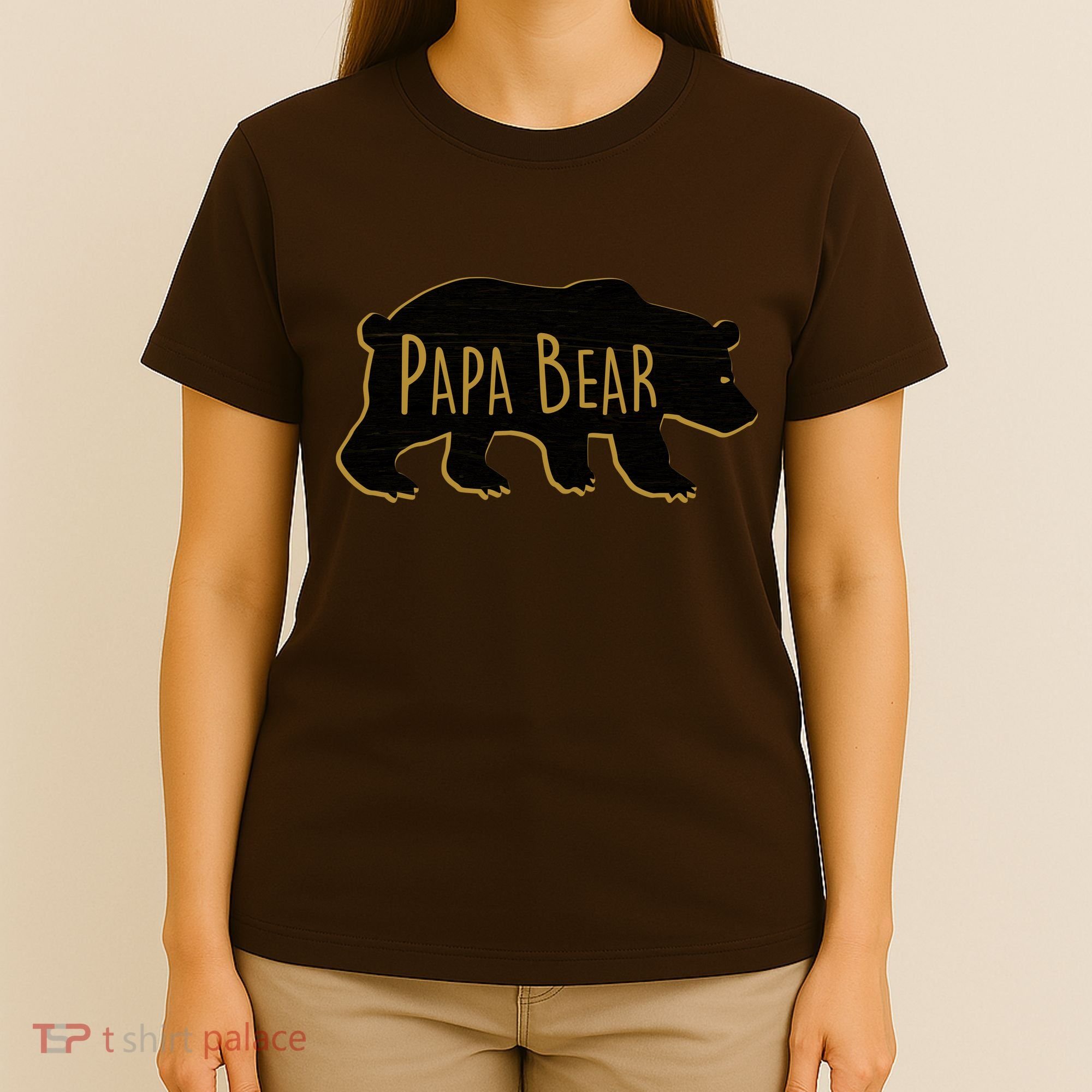 Papa Bear Wood Grain Design T-Shirt