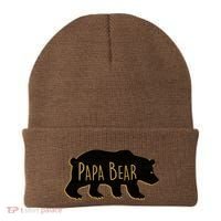 Papa Bear Wood Grain Design Beanie thumb 0