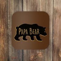 Papa Bear Wood Grain Design Coaster thumb 0