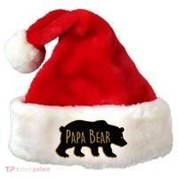 Papa Bear Wood Grain Design Santa Hat thumb 0