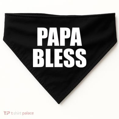 Papa Bless Funny Meme Prank Bold Text Logo USA-Made Doggie Bandana