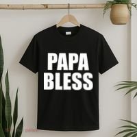 Papa Bless Funny Meme Prank Bold Text Logo T-Shirt thumb 2