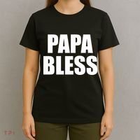 Papa Bless Funny Meme Prank Bold Text Logo T-Shirt thumb 4