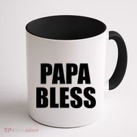 Papa Bless Funny Meme Prank Bold Text Logo Coffee Mug thumb 1