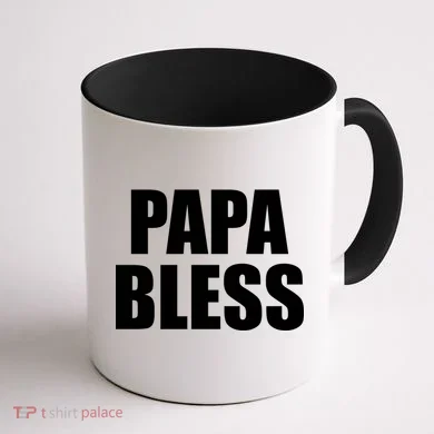 Papa Bless Funny Meme Prank Bold Text Logo Coffee Mug back