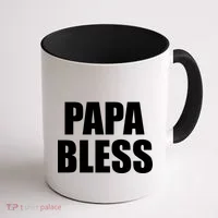 Papa Bless Funny Meme Prank Bold Text Logo Coffee Mug thumb 1