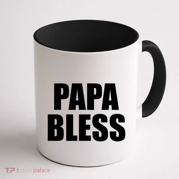 Papa Bless Funny Meme Prank Bold Text Logo Coffee Mug