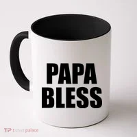 Papa Bless Funny Meme Prank Bold Text Logo Coffee Mug thumb 0