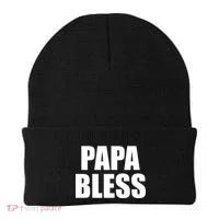 Papa Bless Funny Meme Prank Bold Text Logo Beanie thumb 0