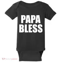 Papa Bless Funny Meme Prank Bold Text Logo Baby Bodysuit thumb 0