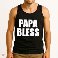 Papa Bless Funny Meme Prank Bold Text Logo Tank Top thumb 3