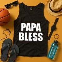 Papa Bless Funny Meme Prank Bold Text Logo Tank Top thumb 4