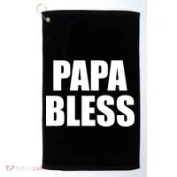 Papa Bless Funny Meme Prank Bold Text Logo Golf Towel thumb 0