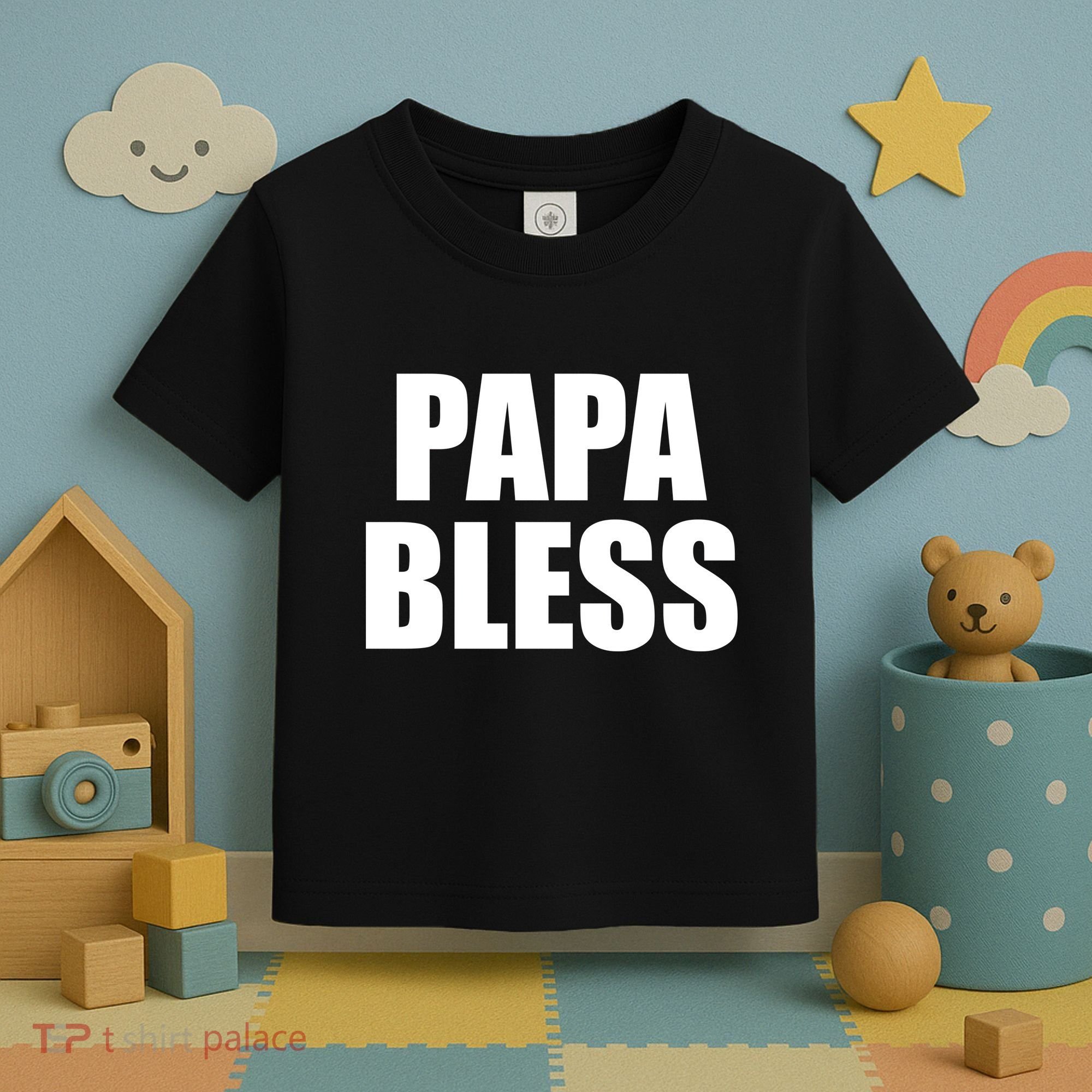 Papa Bless Funny Meme Prank Bold Text Logo Toddler T-Shirt
