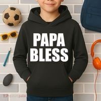 Papa Bless Funny Meme Prank Bold Text Logo Kids Hoodie thumb 2