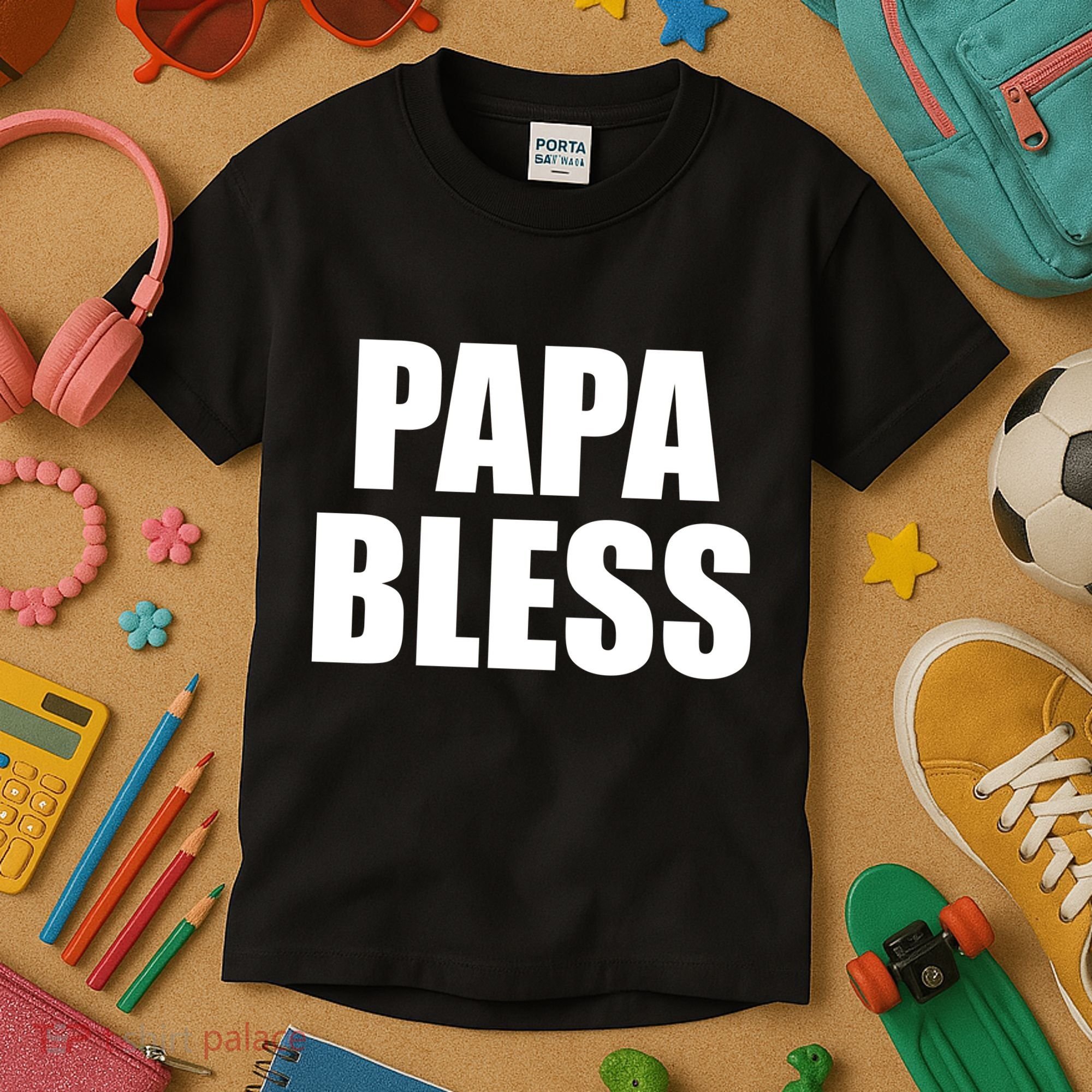 Papa Bless Funny Meme Prank Bold Text Logo Kids T-Shirt