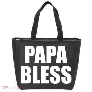 Papa Bless Funny Meme Prank Bold Text Logo Tote Bag