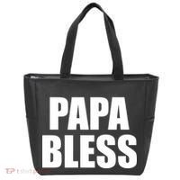 Papa Bless Funny Meme Prank Bold Text Logo Tote Bag thumb 0
