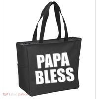 Papa Bless Funny Meme Prank Bold Text Logo Tote Bag thumb 2