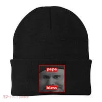 Papa Bless Funny Photo Meme Beanie thumb 0