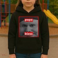 Papa Bless Funny Photo Meme Kids Hoodie thumb 3