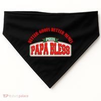 Papa Bless Pizza Better Goofs Better Memes Funny Meme USA-Made Doggie Bandana thumb 0