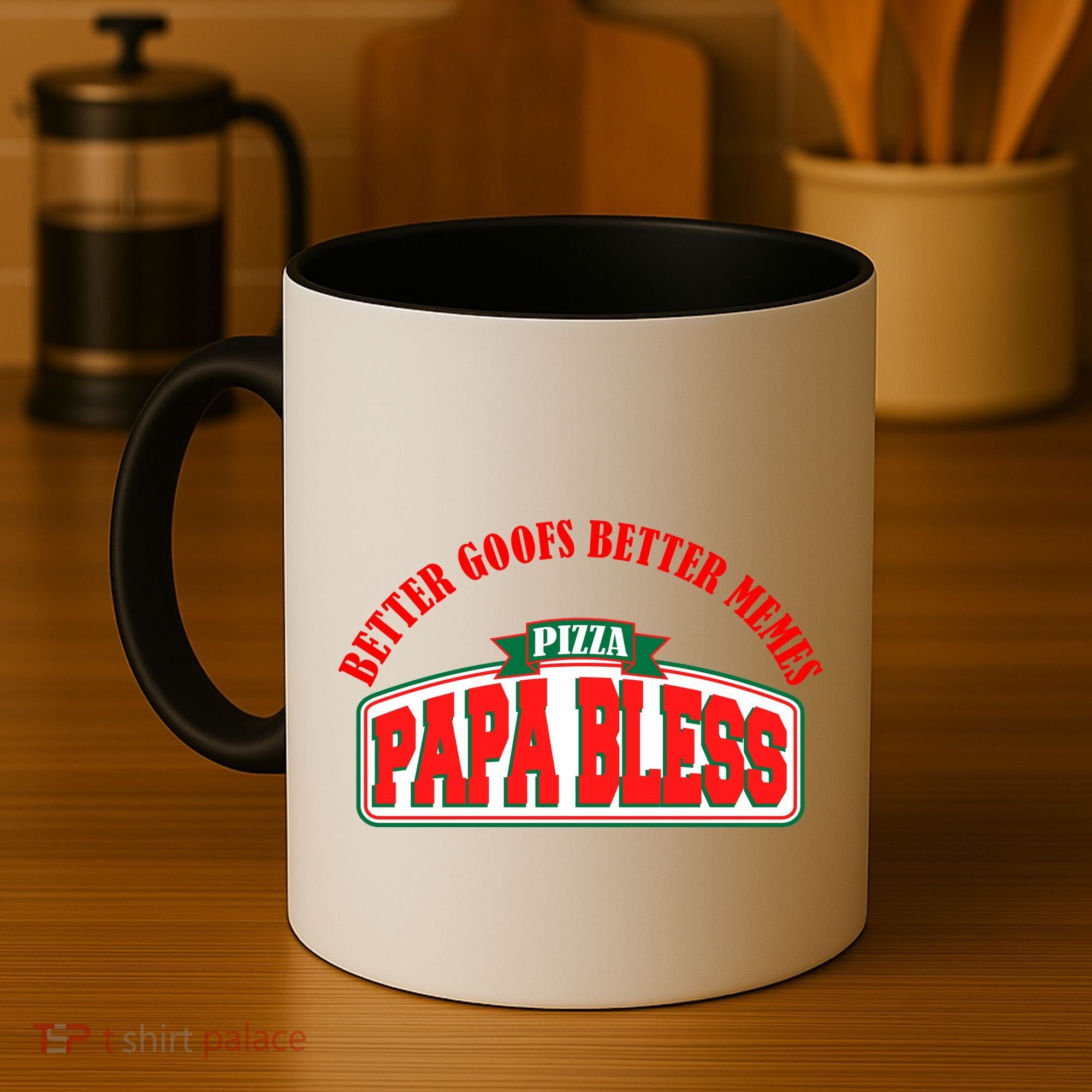 Papa Bless Pizza Better Goofs Better Memes Funny Meme Coffee Mug