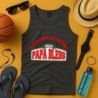 Papa Bless Pizza Better Goofs Better Memes Funny Meme Tank Top thumb 4