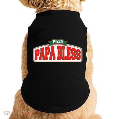 Papa Bless Pizza Funny Meme Prank Logo Doggie Tank