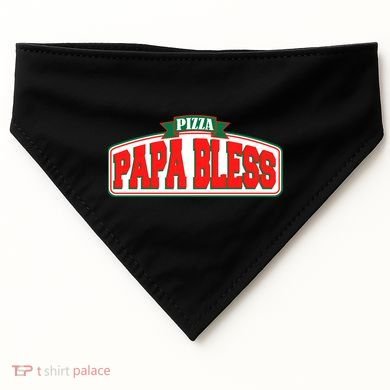 Papa Bless Pizza Funny Meme Prank Logo USA-Made Doggie Bandana