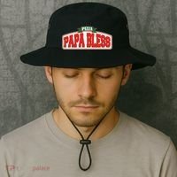 Papa Bless Pizza Funny Meme Prank Logo Bucket Hat thumb 2