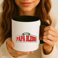 Papa Bless Pizza Funny Meme Prank Logo Coffee Mug thumb 3
