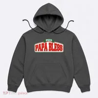 Papa Bless Pizza Funny Meme Prank Logo Hoodie thumb 0