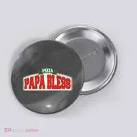 Papa Bless Pizza Funny Meme Prank Logo Button thumb 0