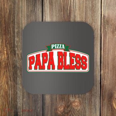 Papa Bless Pizza Funny Meme Prank Logo Coaster