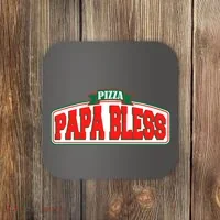 Papa Bless Pizza Funny Meme Prank Logo Coaster thumb 0